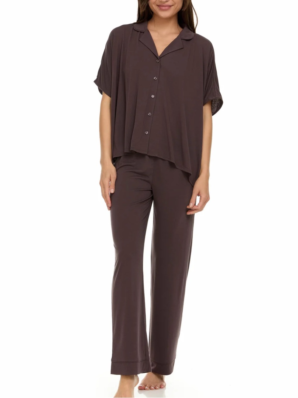 Flora Nikrooz brown Button-Front Pajama Set